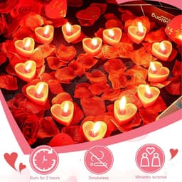 50 Hartvormige Theelichthouders en 1000 Zijden Rozenblaadjes Set voor Valentijnsdag Bruiloft — thumbnail 3