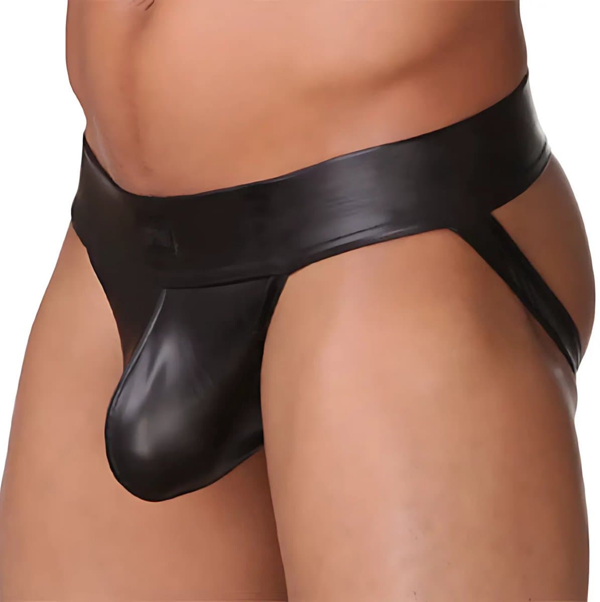 Heren Latex Look String – Open Achterkant Design – Sexy Ondergoed voor Mannen – Erotisch Lingerie - Maat L — afbeelding 1
