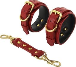 Banoch | enkelboeien van pu leer | bruin / goud | bondage — thumbnail 4