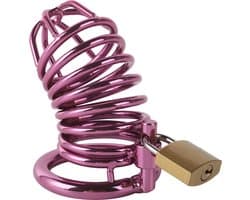 Banoch | Cockcage paars metaal | Chastity Cage met 3 ringen | 40 mm, 45 mm & 50 mm