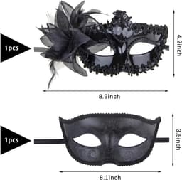 2 Pak Venetiaanse Maskers - Voor vrouwen en mannen - Halloween Carnaval Party Kostuum — thumbnail 7