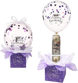 Dailygoods - Trekgeldballondoos - Geldcadeau - Verrassende verjaardagservaring - Paars - Grappige ballonset - Perfect voor vriendin of vrouw - Inclusi — thumbnail 1