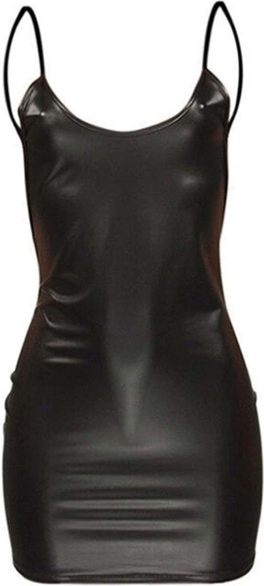 WiseGoods Luxe Latex Wetlook Jurkje Dames - Feest Jurkjes - Sexy Kleren Vrouwen - Party Kleding - Jurk - Disco Jurken - Zwart - XL — afbeelding 1