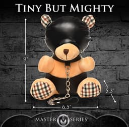 Master Series - Sexy Cadeau - Kinky Knuffel Beer - Vegan Leer - Zwarte en Licht Perzikkleurig — thumbnail 3
