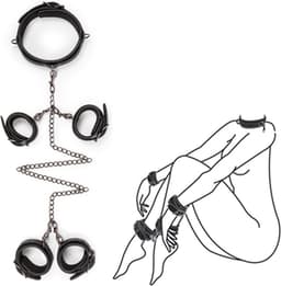 EasyToys - Fetish Set met Halsband, Enkelboeien en Handboeien - Duurzaam - Bondage Set - Handboeien - BDSM Set - BDSM Toys - Rollenspel Erotiek - Erotisch Spel - Sex Toys voor Vrouwen en Mannen - Zwart — thumbnail 9