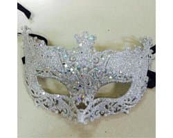 CHPN - Masker - Spannend masker - Gemaskerd bal - Oogmasker - Venetiaans masker - Mask - Verkleden - Bal - Carnaval - Grijs - Glitter - Sterren