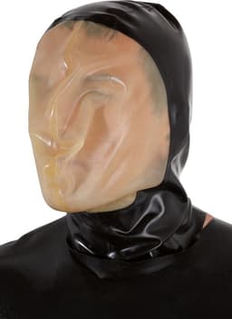 LateX – Latex Vacuüm Masker Gelijmd met Vergroot Zichtveld en Kleine Ademhalings Gat – Zwart — thumbnail 1
