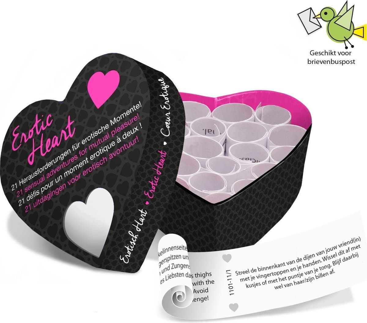 Tease & Please Erotic Heart mini - Zwart - Erotisch Bordspel — afbeelding 1