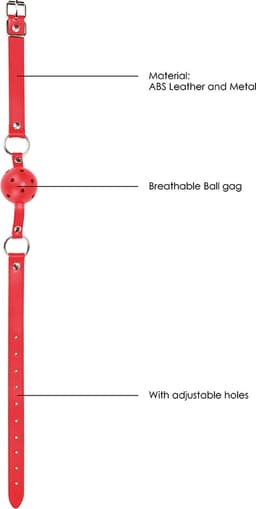 Ouch! Mond Knevel met Geperforeerde Bal en Lederen Band Verstelbaar - Rood — thumbnail 13