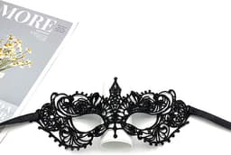 Venetiaans Masker Dames - Kant - Verkleedkleding - Masquerade Masker - Gemaskerd Bal - Galamasker - Zwart — thumbnail 1