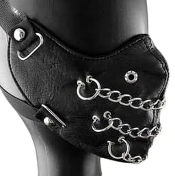 Gezichtsmasker BDSM Ketting PRO Deluxe - Masquerade - Bondage - Seks masker - Leder en katoen - One size — thumbnail 1