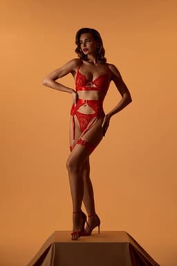 Luxe Lingerieset Dames – Lingerie Erotisch – Sexy Lingerie – 4-delige set – Rood Kant – Lingerie Setje – Verleidelijke BH met Jarretels & Hoge Taille String – Sexy Lingerie – Chique – Luxe –Boudoir Look – Kinky – Erotisch – Maat XS/S, M, L, XL — thumbnail 12
