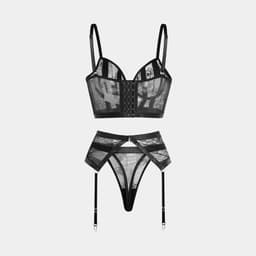 Luxe Lingerieset Dames – Lingerie Erotisch – Sexy Lingerie – 4-delige set – Kant – Lingerie Setje – Verleidelijke BH met Jarretels, Hoge Taille String & Kousen – Sexy Lingerie – Chique – Luxe –Boudoir Look – Kinky – Erotisch – Maat XS/S, M, L, XL — thumbnail 5