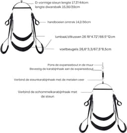 VIN® Sex Schommel - Sex Swing Extra Stevig – Seksschommel – Seksspeeltjes voor Koppel – Seks Schommel BDSM – Erotiek Toys - Sex Sling – Love Swing – Discreet Verpakt – Zwart — thumbnail 3