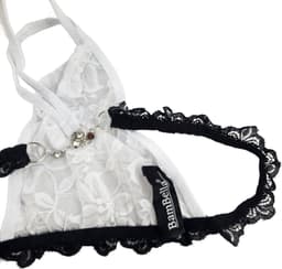 BamBella ® - Slip - maat Onesize L/XL - zwart wit Sexy erotische heren onderbroek mannen kant stof — thumbnail 2