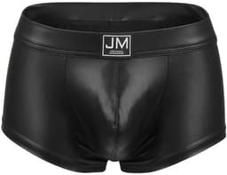 JOCKMAIL (JM) Lederlook Heren Boxershort – Sexy Zwarte Wetlook Trunks – Verleidelijke Faux Leather Heren Ondergoed - Maat L/XL — thumbnail 1