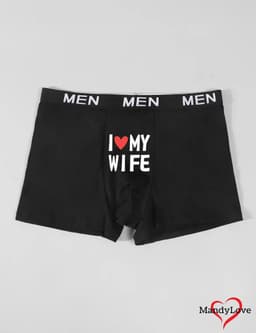 I Love My Wife heren boxers - Maat XL - zwarte strakke boxershorts mannen - boxer onderbroeken ondergoed underwear boxershort erotiek mannen — thumbnail 2