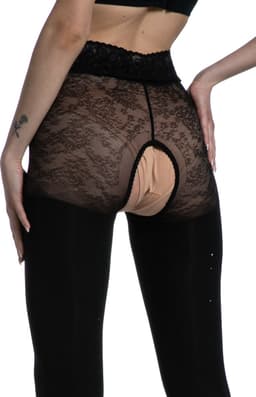 Panty open Kruis - 60/30 Denier - Kleur: Zwart - Maat: S/M - Model: Blackdiamond - Merk: Amour — thumbnail 4