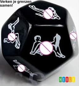 *** Deluxe Erotische Dobbelsteen - 12 Standjes, Zwart Plastic - Kamasutra - Sexy - van Heble® *** — thumbnail 1