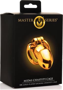 XR Brands AH086 - Midas Locking Chastity Cage - 18K Gold-Plated - Gold — thumbnail 6