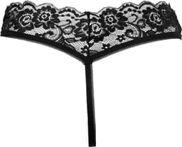 Amorable - G-String met Kanten Ruches - Open Kruis - One Size - Zwart — thumbnail 11