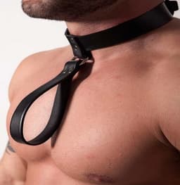 Leren Bondage Halsband Met Riemlus – Choker Dames Heren – Fetish BDSM — thumbnail 1
