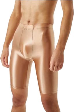 Strakke Glanzende Herenshort – Stretch Boxer – Erotische broek - Goudkleurig — thumbnail 2