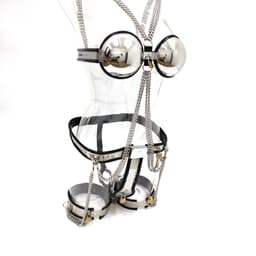 Prolink Novelties® - Chastity set Waist Belt - voor vrouwen - BDSM - bestaande uit 3 delen - stainless steel — thumbnail 2