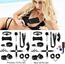DOWO® - BDSM Extreme Bondage Set - 16 Delig - Erotische Dobbelsteen - SM Handboeien - Zweep / Veer / Zweepje - Sex Toys voor Koppels - Seksspeeltjes voor Mannen en Vrouwen - Sex Pakket en Toys - Zwart — thumbnail 9