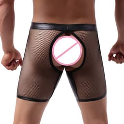 BDSM porno boxershort heren - Verleidelijk, sexy en uitdagend - Spandex - Open kruis - Open billen - Erotische mannen lingerie - Rollenspel - Penis functie — thumbnail 3