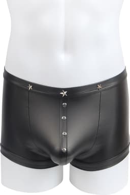Zwarte sexy leren heren boxershorts - maat M/L - black sexy leather men boxers underwear -BDSM - clubwear heren ondergoed erotiek mannen boxer — thumbnail 3