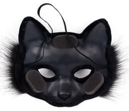 Halfgelaatsmasker voor Volwassenen 20x20 cm - Vossenprint Dierendesign - Zwart Imitatiebont Cosplay Masker - Feestmasker Carnaval Maskerade Rolspel Kostuumaccessoire - Verfijnd Comfortabel Draagbaar — thumbnail 5