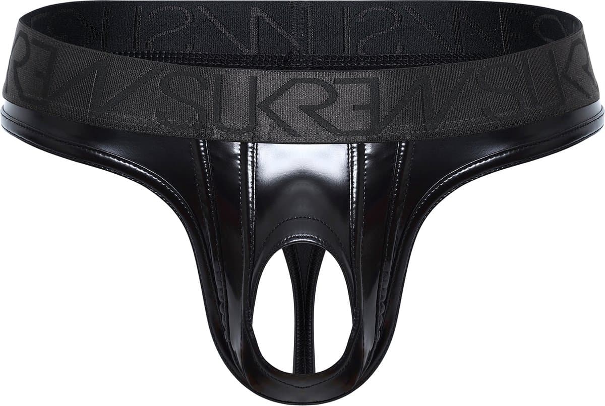 SUKREW Wet Look U-Style Classic Thong - MAAT XXL - Erotisch Heren Ondergoed - String voor Man - Sexy mannen String — afbeelding 1