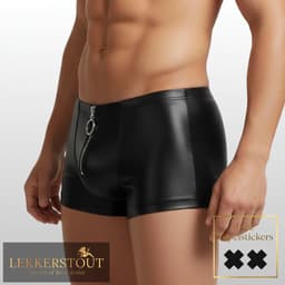 Heren BDSM Boxershort met Ritssluiting Zwart - PU Leder - Sexy Herenondergoed - Maat M | LS313 — thumbnail 3