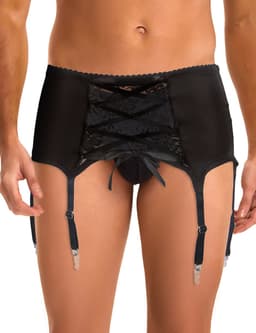 Zeloria Heren Jarretel Boxer Kant – Erotische Lingerie met Bandjes – Zwart – S – Exclusief Kousen — thumbnail 18