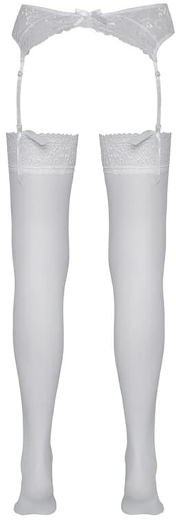 Cottelli Collection – Jarretel Kousen met Sexy Motief Langs Rand voor Onschuldig Uitstraling – Maat M – Wit — thumbnail 2