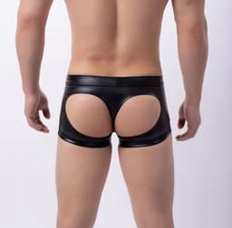 PU Lederen BDSM slip heren - Sexy boxershort open billen - String - Mannen onderbroek - Seks - Ademend - SM — thumbnail 2