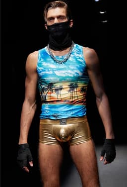 BDSM Boxershort GOLD - Heren slip - PU Leder - Erotische mini short - Ondergoed - Mannen - Thema - Goud - Rollenspel — thumbnail 2