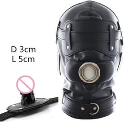 Fetisj Lederen bondage masker met gag penis - Mondknevel BDSM masker - Blinddoek - Gespen en riemen - Verstelbaar - One size — thumbnail 2