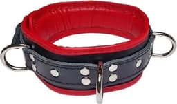 Mister B Essential Leren Afsluitbare Halsband Zwart Rood — thumbnail 2