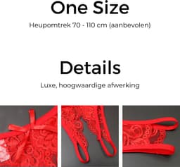 Sexy String met Open Kruis - Blauw - Ontwerp met Kant - Erotisch Design met Strik - One Size String - Dames Onderbroek - Lingerie / Ondergoed — thumbnail 2