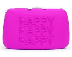 Opbergtas happy happy happy siliconen rits - purple