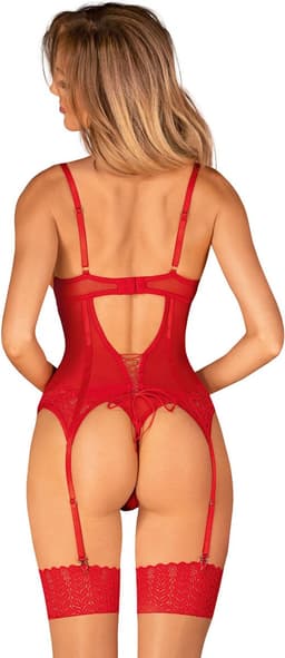 Obsessive - Ingridia Korset & String - Rood XS/S | Erotische Lingerie | Lingerie Set | Sexy Lingerie — thumbnail 2