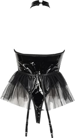 Sexy Lingerie Body – Erotisch jurkje – Rollenspel – Lak & Netstof – Latex & Datex – Kinky Mesh Bustier met Tule Rokje – Verleidelijk Fetish – Erotische Lingerie – BDSM – Lingerieset Dames – Sexy Lingerie – Festivallook – Bitch – Maat S, M, L, XL — thumbnail 5
