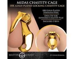 XR Brands AH086 - Midas Locking Chastity Cage - 18K Gold-Plated - Gold