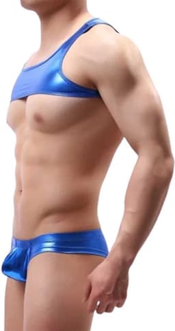 Heren tank top harnas - Erotische top mannen - PU Leder - Leer - Topje - Rollenspel - Goede kwaliteit — thumbnail 4
