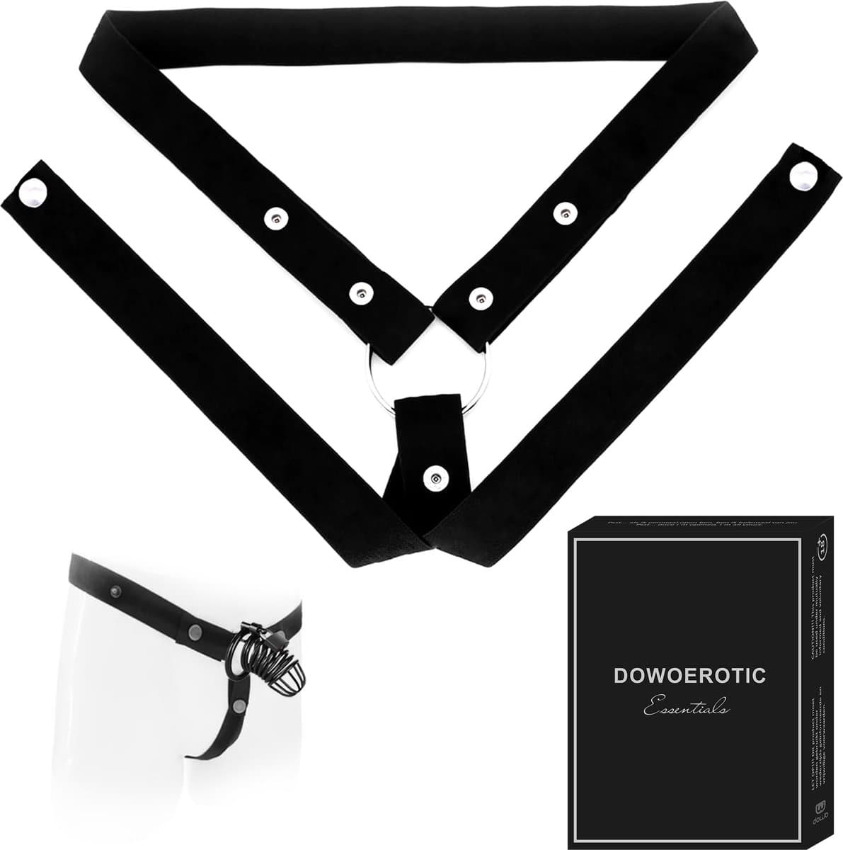 DOWO® - Chastity Cage Waist Strap - Kuisheids Riem - Belt voor Peniskooi - Zwart — afbeelding 1