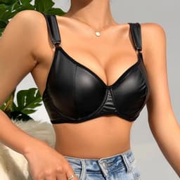 Wetlook Push-up BH – Sexy Lingerie voor Vrouwen – Verstelbare Bandjes – Glanzend Kunstleer — thumbnail 3