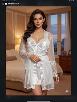 Korte Satijnen Nachtjurk met Tule Kimono – Luxe Dames Lingerie Set - Dark purple — thumbnail 2