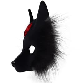 Halfgelaatsmasker voor Volwassenen 20x20 cm - Vossenprint Dierendesign - Zwart Imitatiebont Cosplay Masker - Feestmasker Carnaval Maskerade Rolspel Kostuumaccessoire - Verfijnd Comfortabel Draagbaar — thumbnail 3